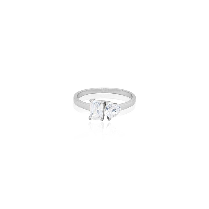 Sterling Silver Moi and Toi CZ Ring (R-1630) - R-1630-5