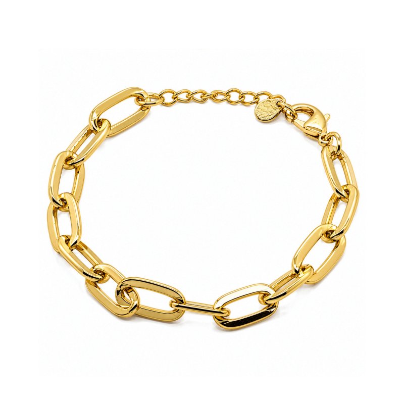 Premium Gold Plated Chunky Paperclip Bracelet (AJ-BR0006-G)
