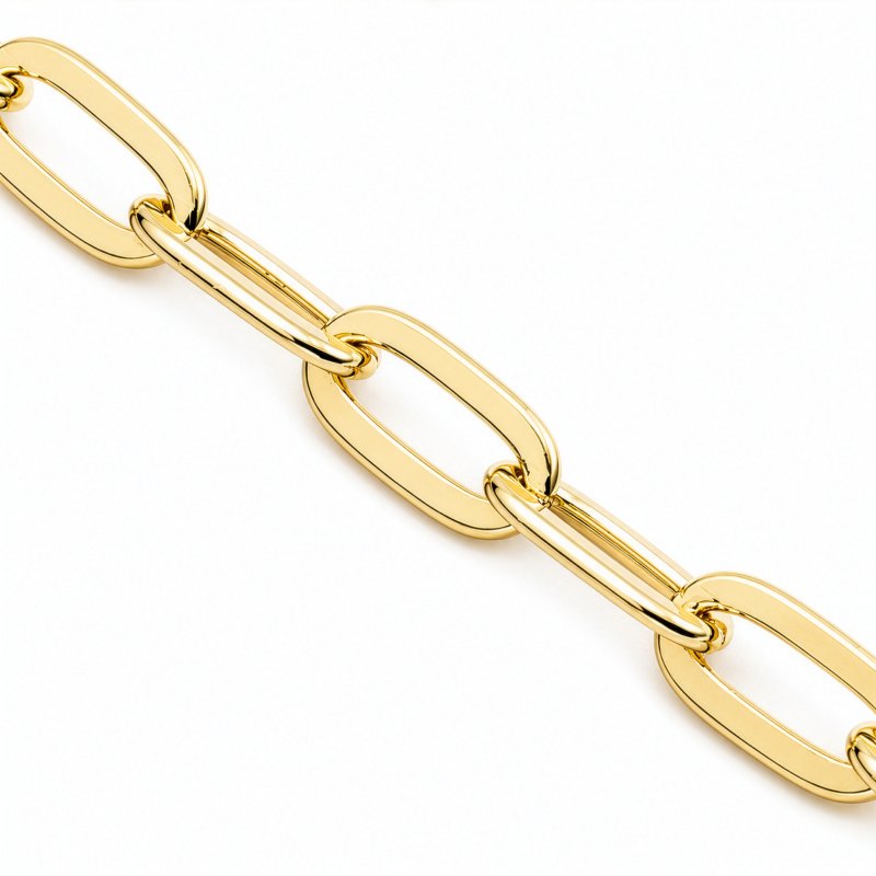 Premium Gold Plated Chunky Paperclip Bracelet (AJ-BR0006-G)