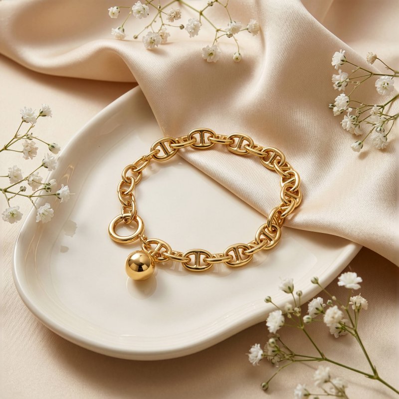 Premium Gold Plated Mariner Chain Bracelet (AJ-BR0009-G)