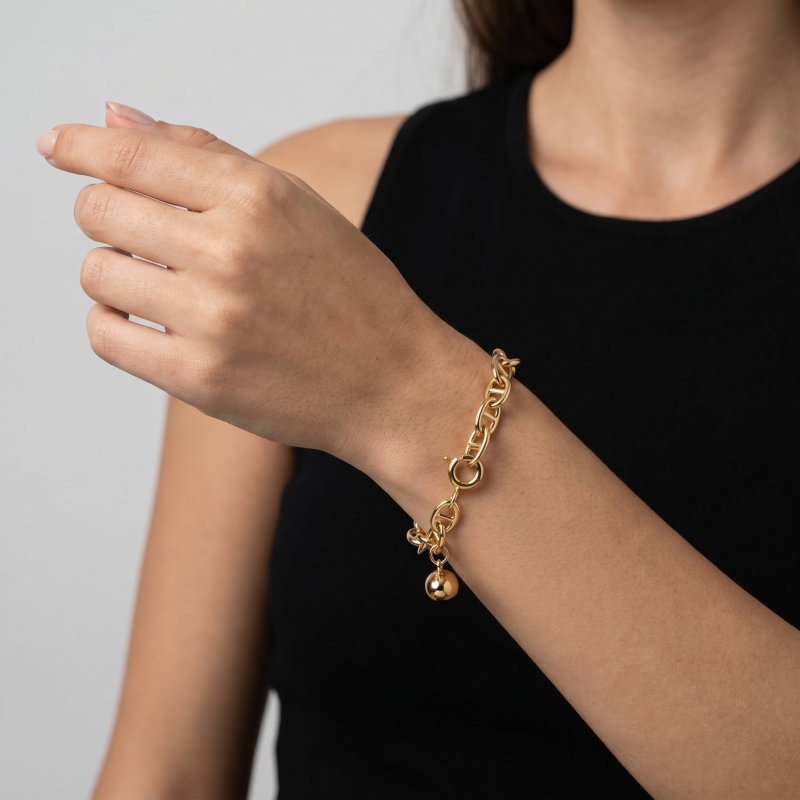 Premium Gold Plated Mariner Chain Bracelet (AJ-BR0009-G)