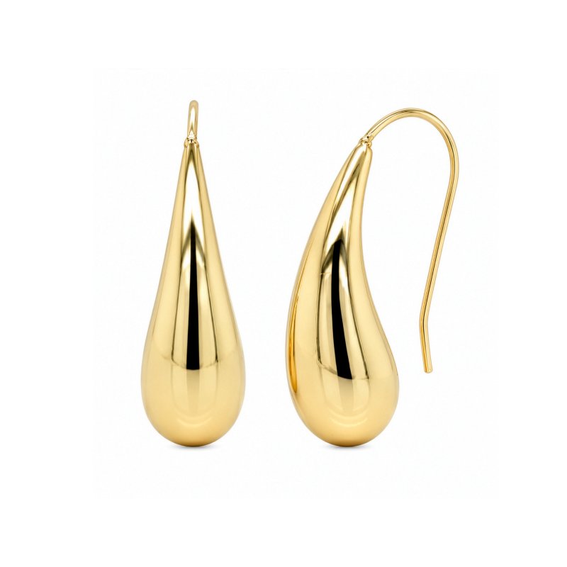 Premium Gold Plated Chunky Teardrop Earrings (AJ-ER0003-G)