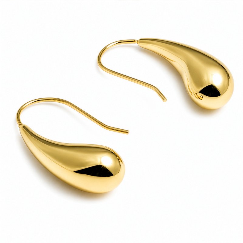 Premium Gold Plated Chunky Teardrop Earrings (AJ-ER0003-G)