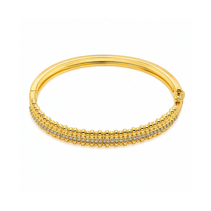 Premium Gold Plated CZ Pave Bangle (AJ-IB0001-G)