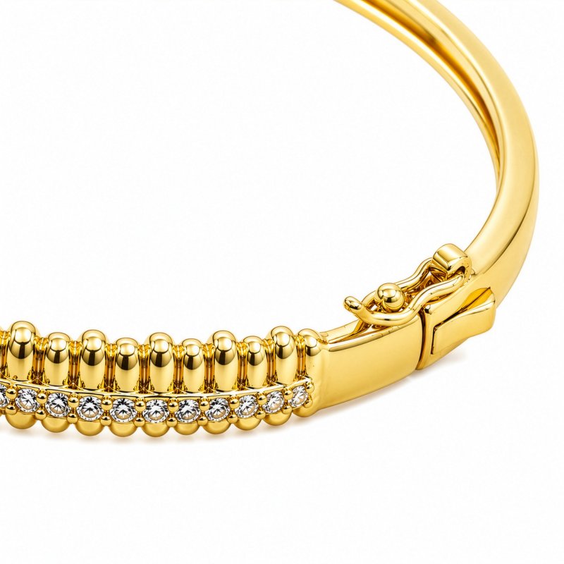 Premium Gold Plated CZ Pave Bangle (AJ-IB0001-G)