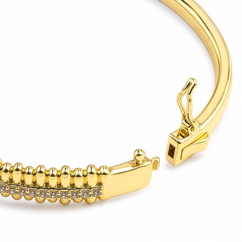 Premium Gold Plated CZ Pave Bangle (AJ-IB0001-G)
