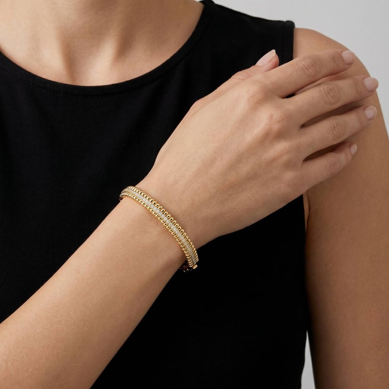 Premium Gold Plated CZ Pave Bangle (AJ-IB0001-G)