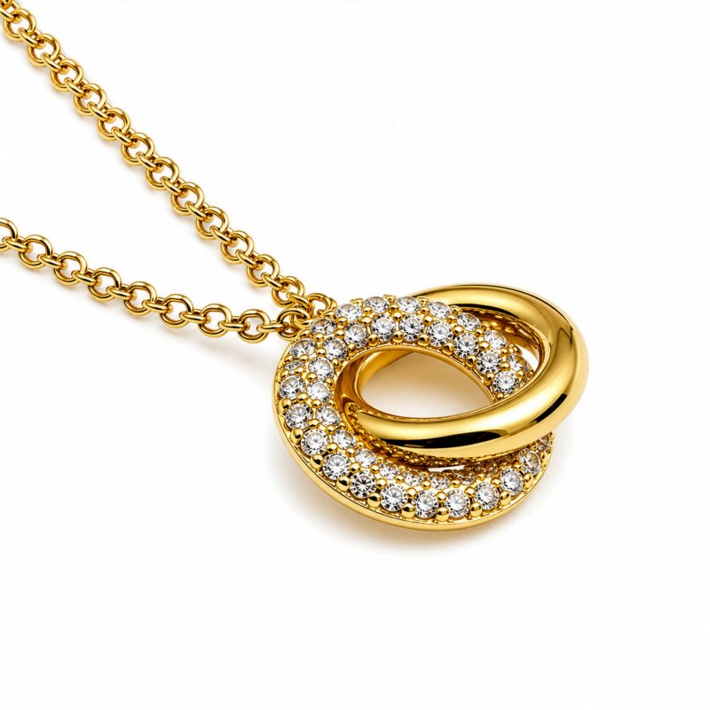 Premium Gold Plated CZ Links Ring (AJ-R0012-G-5)