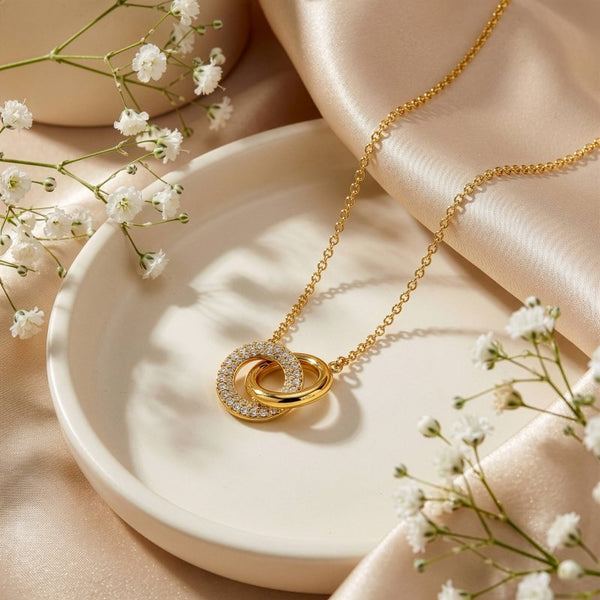 Premium Gold Plated CZ Links Ring (AJ-R0012-G-5)