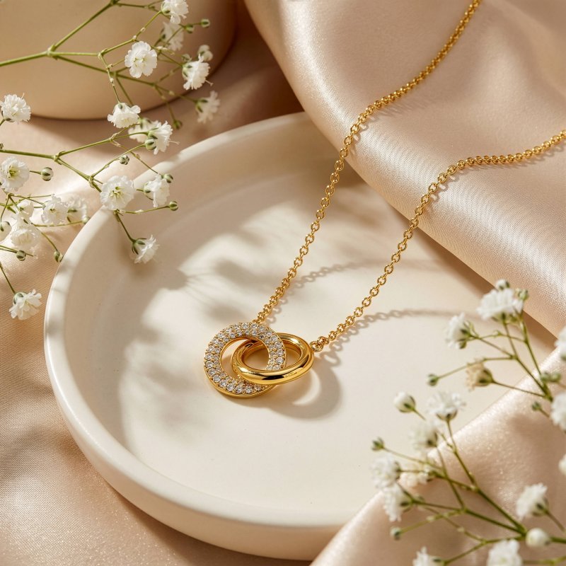 Premium Gold Plated CZ Links Ring (AJ-R0012-G-5)