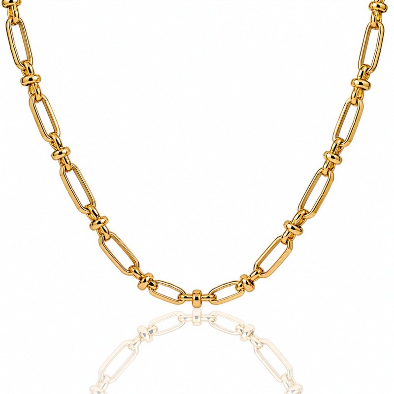 Premium Gold Plated Fancy Links Necklace (AJ-N0012-G)