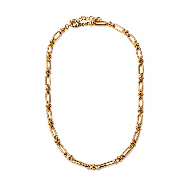 Premium Gold Plated Fancy Links Necklace (AJ-N0012-G)