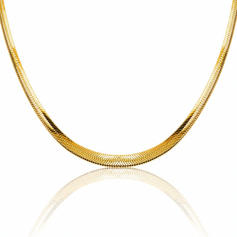 Premium Gold Plated Fancy Herringbone Necklace (AJ-N0013-G)