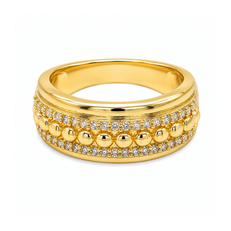 Premium Gold Plated CZ Pave Ring (AJ-R0009-G-6)