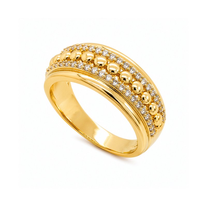 Premium Gold Plated CZ Pave Ring (AJ-R0009-G-6)