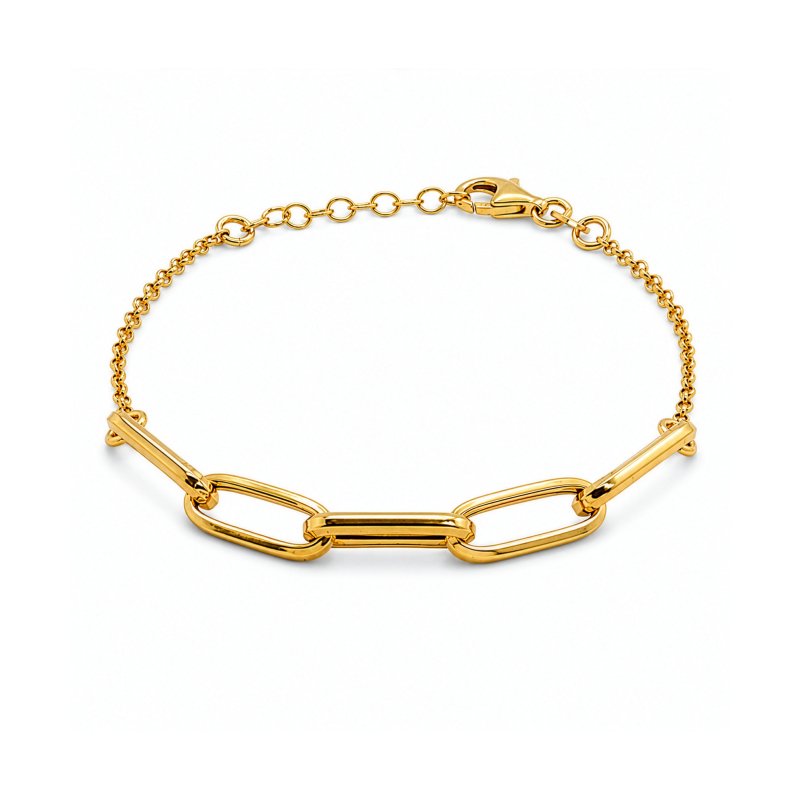 Sterling Silver Gold Vermeil Paperclip Rolo Bracelet (BR-1487-G)