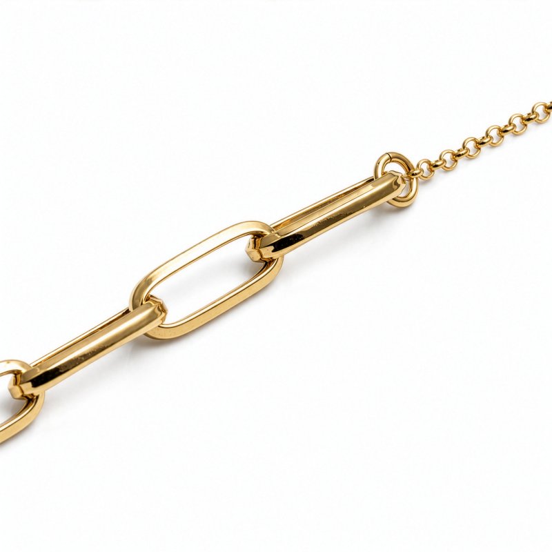 Sterling Silver Gold Vermeil Paperclip Rolo Bracelet (BR-1487-G)