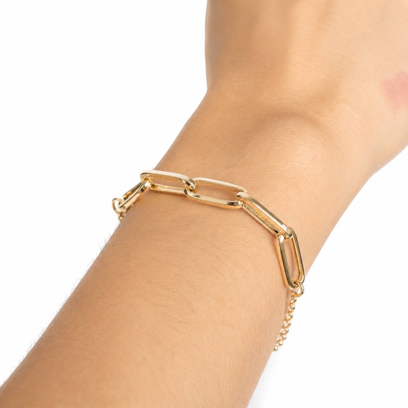 Sterling Silver Gold Vermeil Paperclip Rolo Bracelet (BR-1487-G)