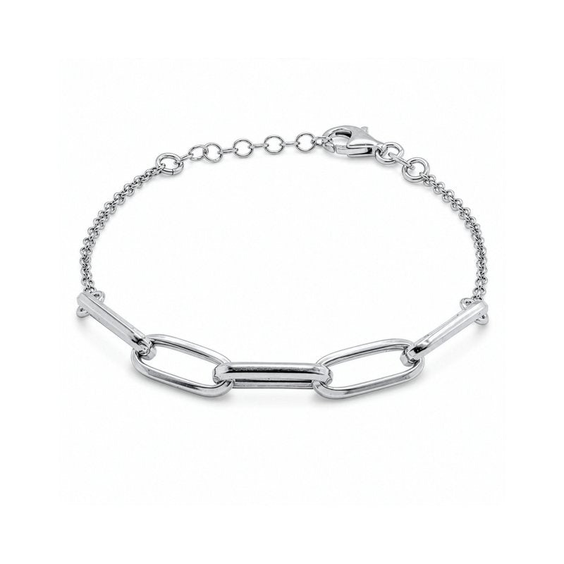 Sterling Silver Gold Vermeil Paperclip Rolo Bracelet (BR-1487-G)