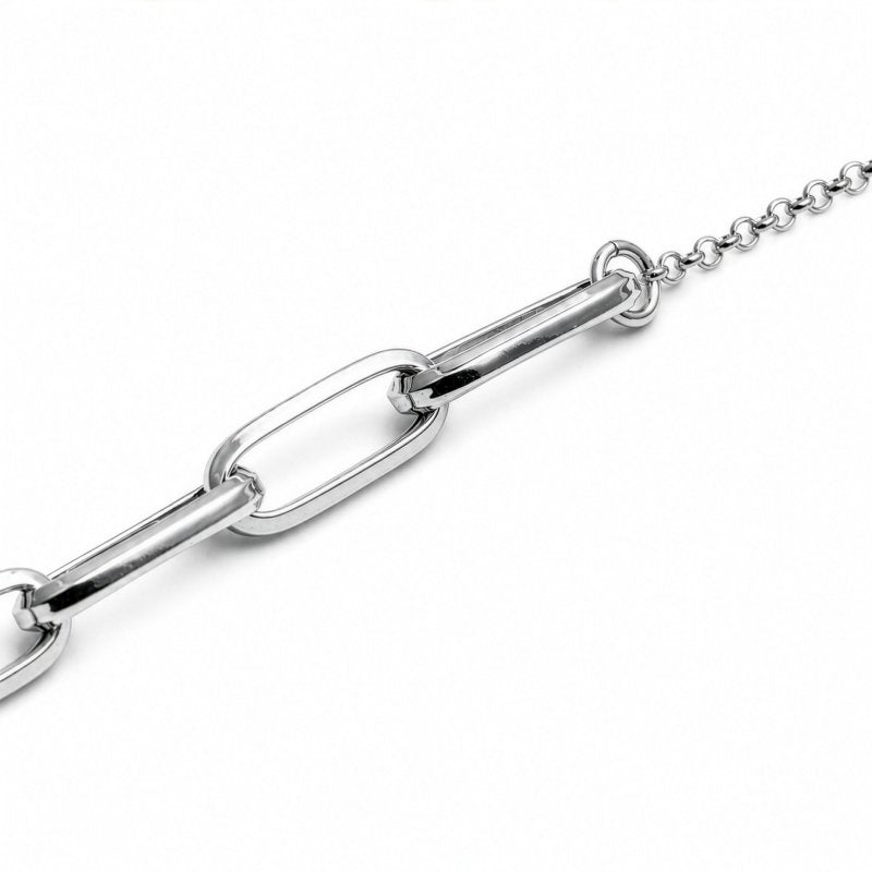 Sterling Silver Gold Vermeil Paperclip Rolo Bracelet (BR-1487-G)