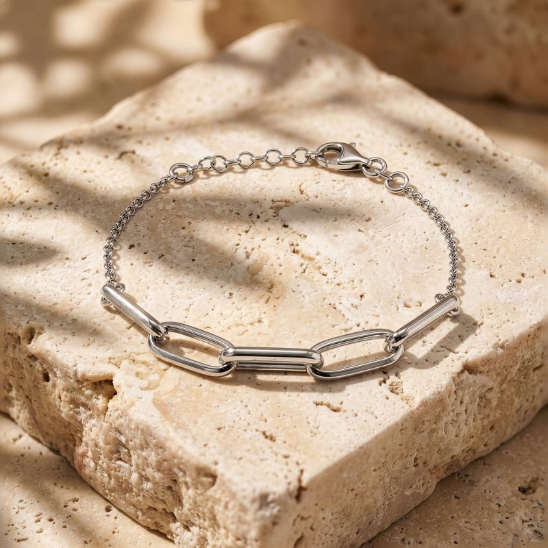 Sterling Silver Gold Vermeil Paperclip Rolo Bracelet (BR-1487-G)