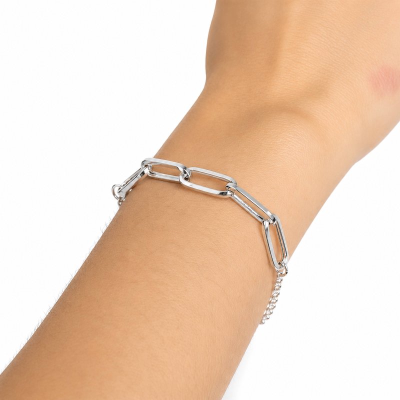 Sterling Silver Gold Vermeil Paperclip Rolo Bracelet (BR-1487-G)