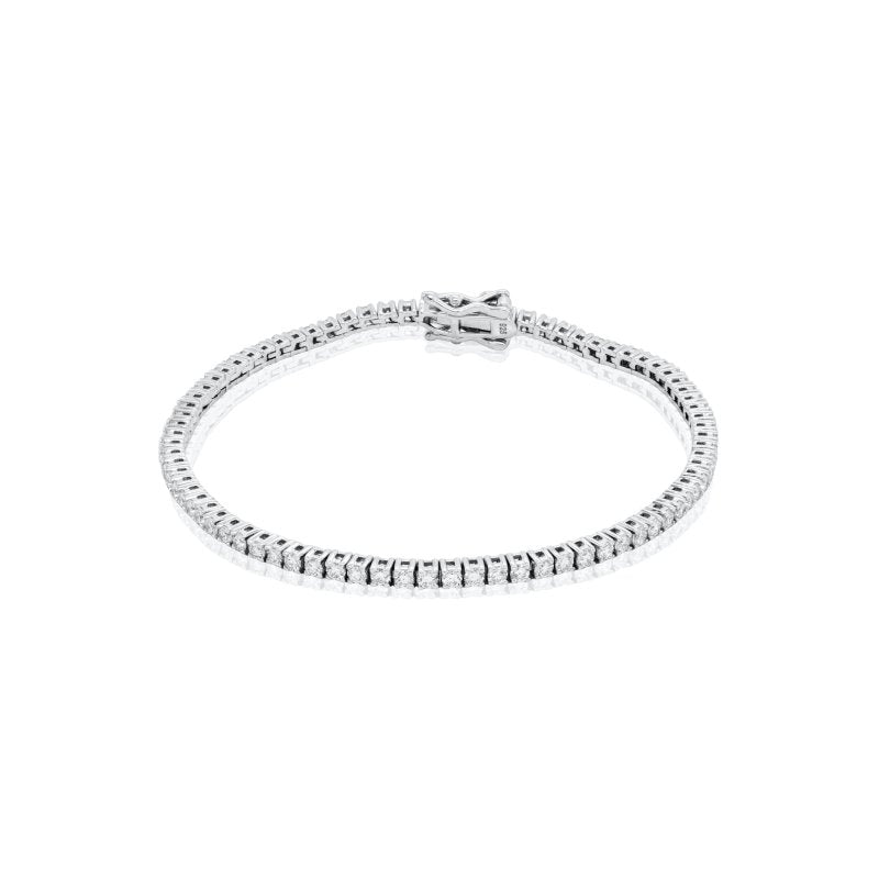 Sterling Silver Rhodium Plated Lab Grown Diamond 2mm TCW 2.0ct Tennis Bracelet (BR-LGD-151)