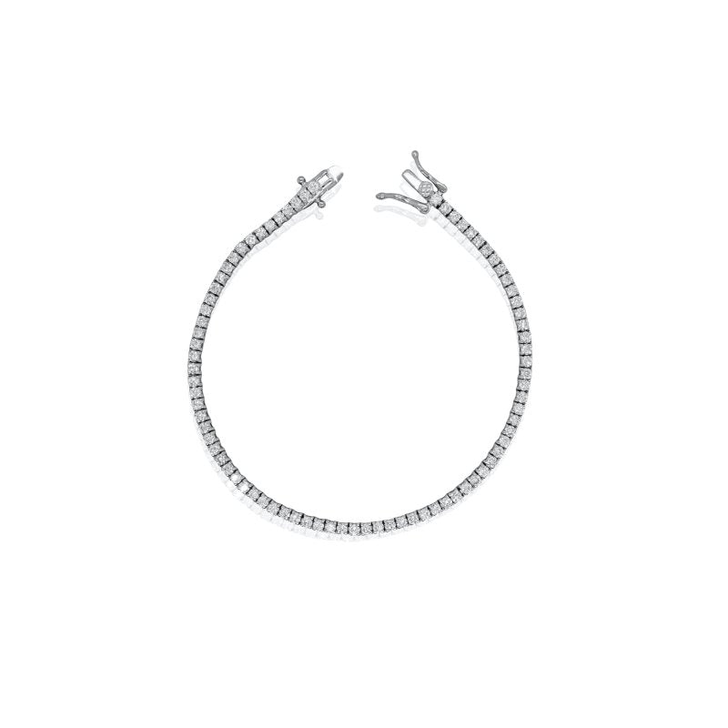 Sterling Silver Rhodium Plated Lab Grown Diamond 2mm TCW 2.0ct Tennis Bracelet (BR-LGD-151)