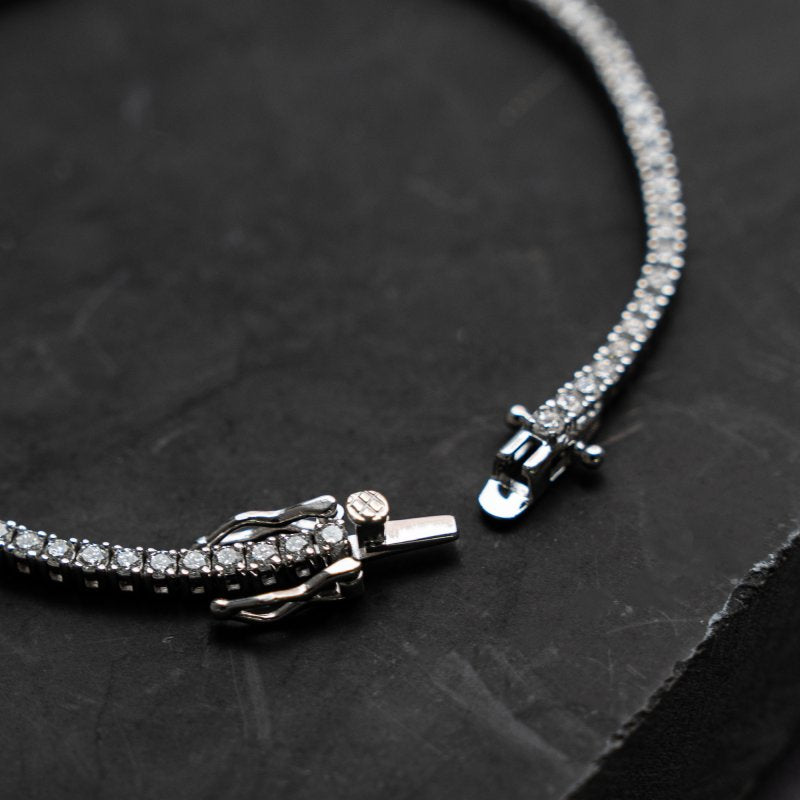Sterling Silver Rhodium Plated Lab Grown Diamond 2mm TCW 2.0ct Tennis Bracelet (BR-LGD-151)