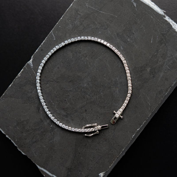 Sterling Silver Rhodium Plated Lab Grown Diamond 2mm TCW 2.0ct Tennis Bracelet (BR-LGD-151)