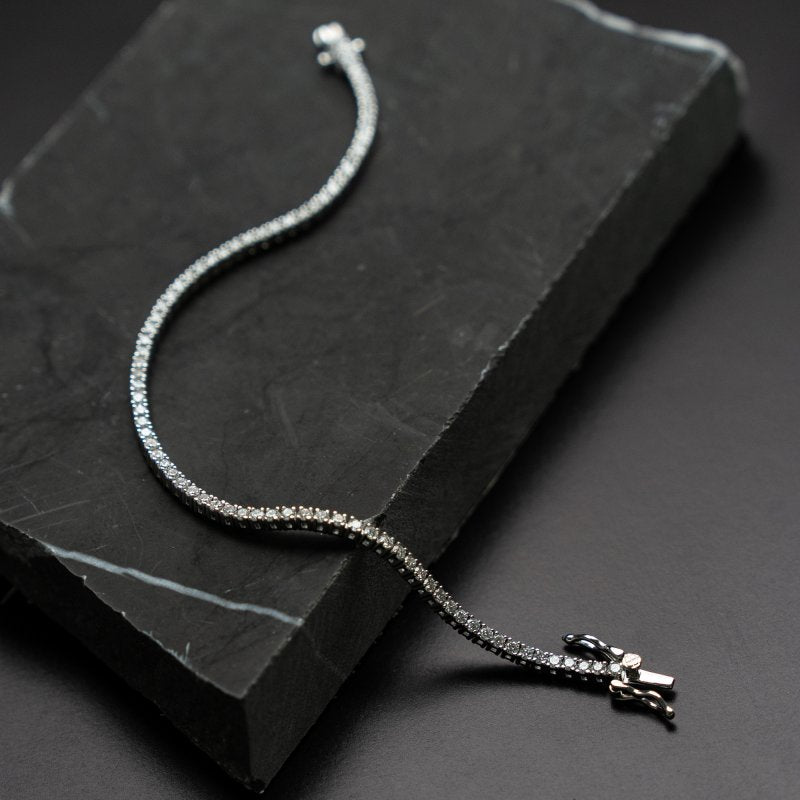 Sterling Silver Rhodium Plated Lab Grown Diamond 2mm TCW 2.0ct Tennis Bracelet (BR-LGD-151)