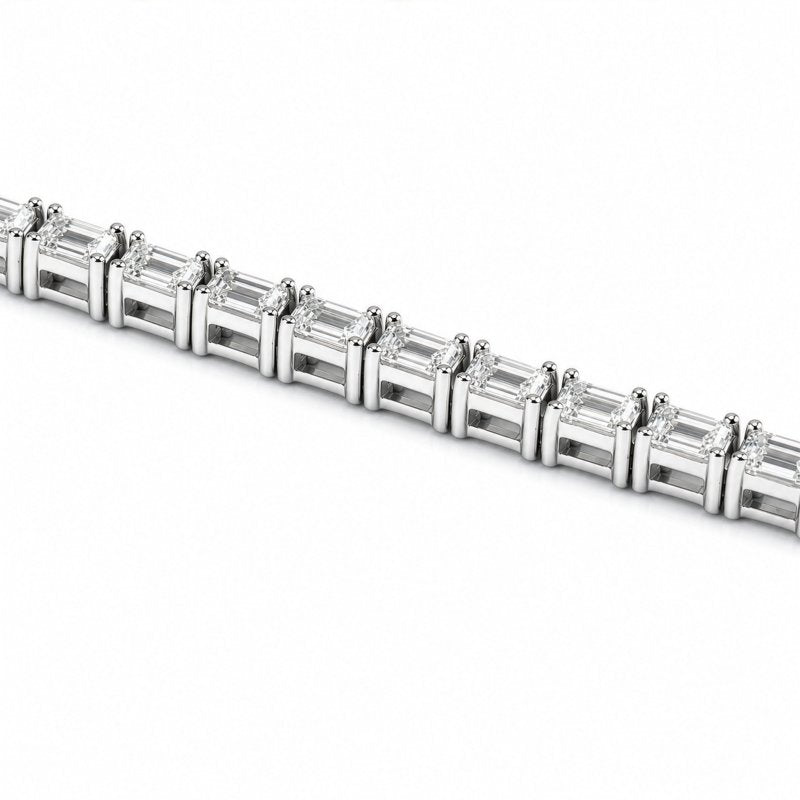 Sterling Silver Rhodium Plated Baguette Cut Lab Diamond TCW 4.2ct Tennis Bracelet (BR-LGD-1005-RH)
