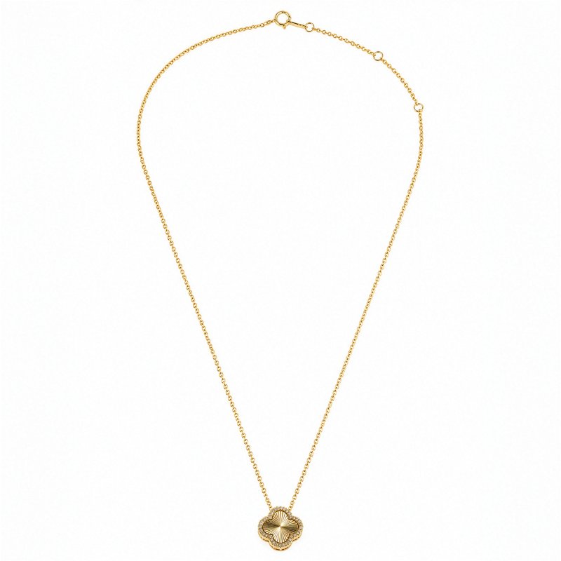 Sterling Silver Gold Vermeil CZ DC Clover Necklace (N-1652-G)