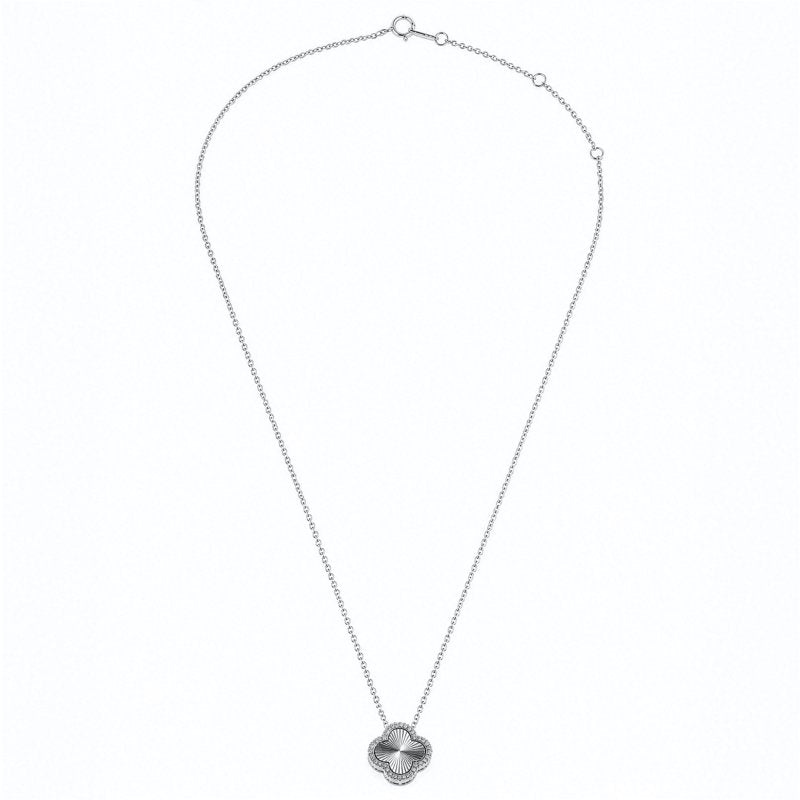 Sterling Silver Gold Vermeil CZ DC Clover Necklace (N-1652-G)