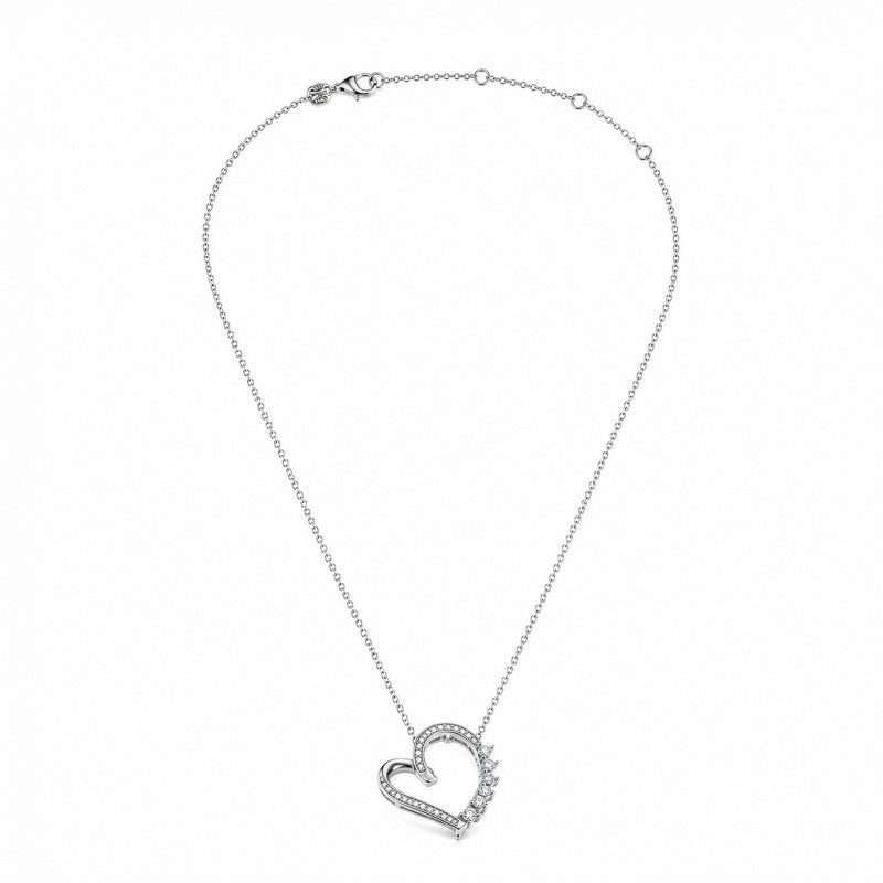 Sterling Silver Gold Vermeil Lab Diamond TCW 0.4ct Ribbon Heart Necklace (N-LGD-1012-G)