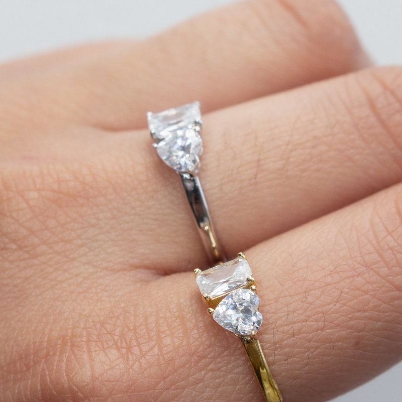 Sterling Silver Moi and Toi CZ Ring (R-1630) - R-1630-5