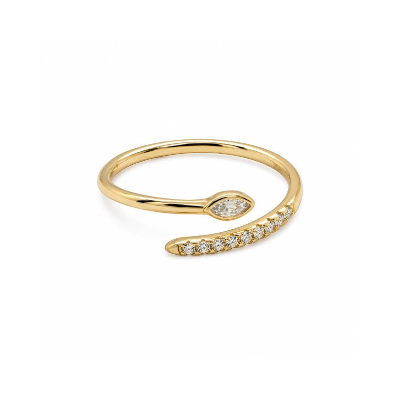 Sterling Silver Gold Vermeil CZ Pave Bypass Ring (R-1686-G-6)