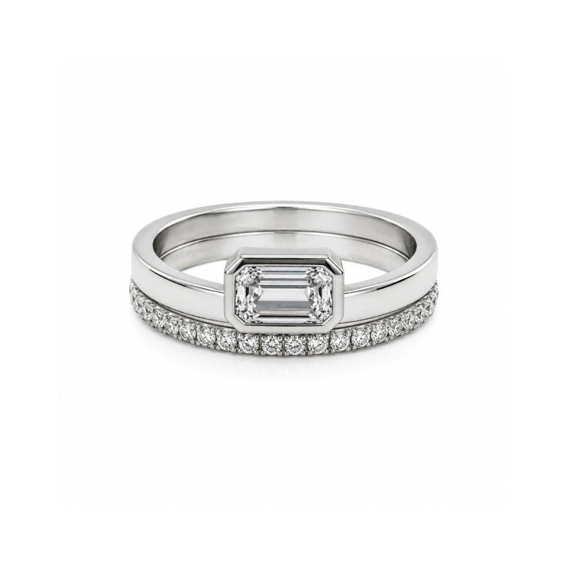 Sterling Silver 0.75ct Lab Diamond Emerald Solitaire Ring