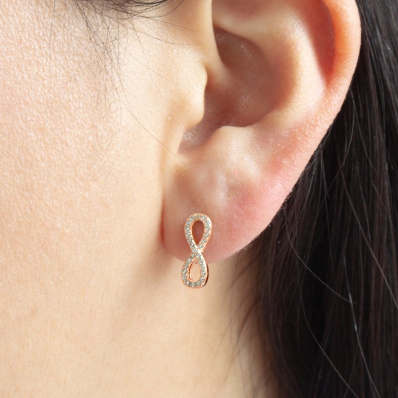 Sterling Silver Gold Vermeil CZ Assorted Infinity Stud Earrings (ST-1060) - ST-1060-G