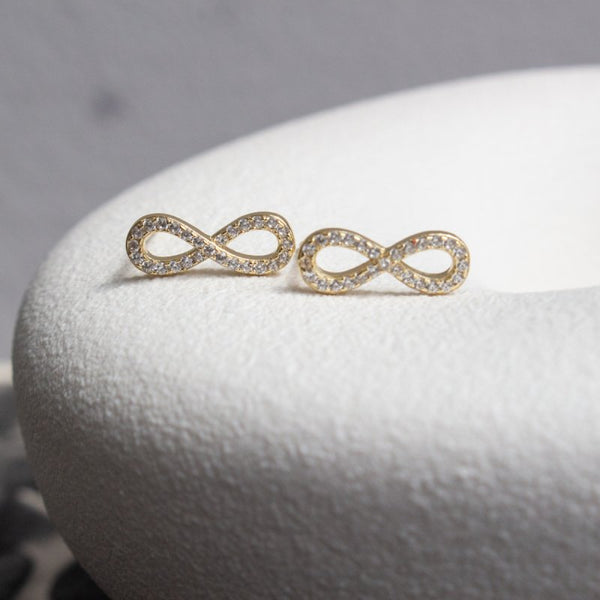 Sterling Silver Gold Vermeil CZ Assorted Infinity Stud Earrings (ST-1060) - ST-1060-G