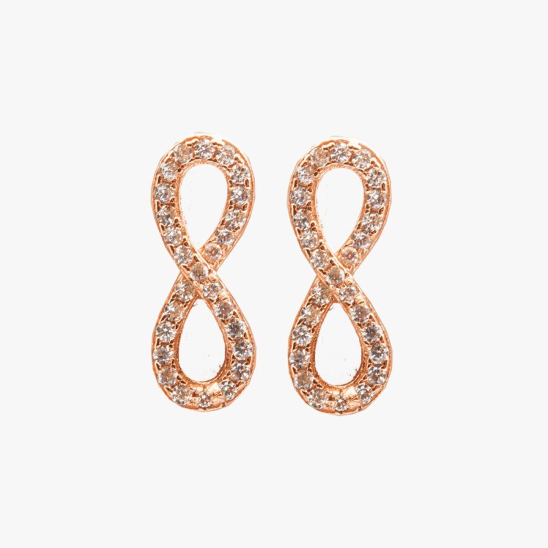 Sterling Silver Gold Vermeil CZ Assorted Infinity Stud Earrings (ST-1060) - ST-1060-G
