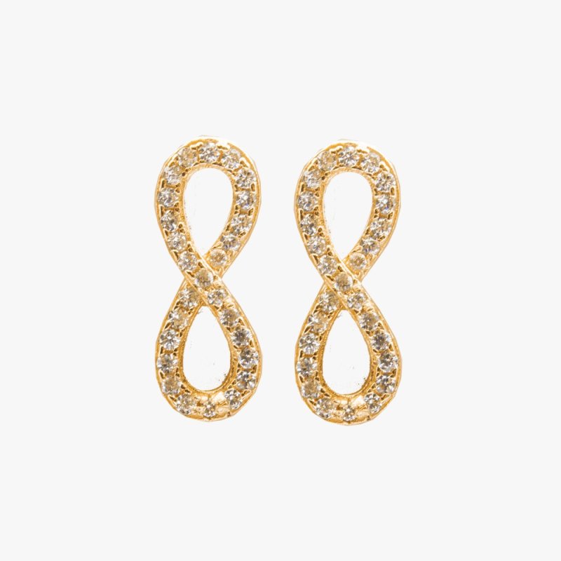 Sterling Silver Gold Vermeil CZ Assorted Infinity Stud Earrings (ST-1060) - ST-1060-G