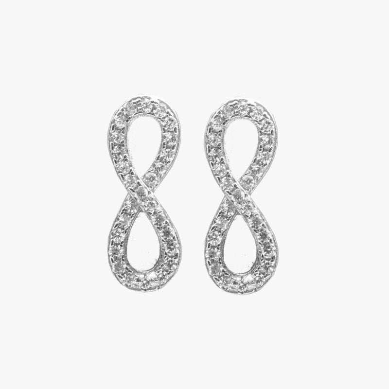 Sterling Silver Gold Vermeil CZ Assorted Infinity Stud Earrings (ST-1060) - ST-1060-G